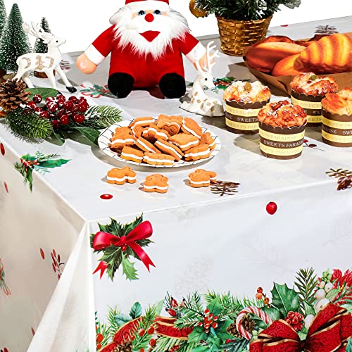 Tiamon 3 Pieces Extra Large Christmas Tablecloths Disposable Rectangular 54x108in