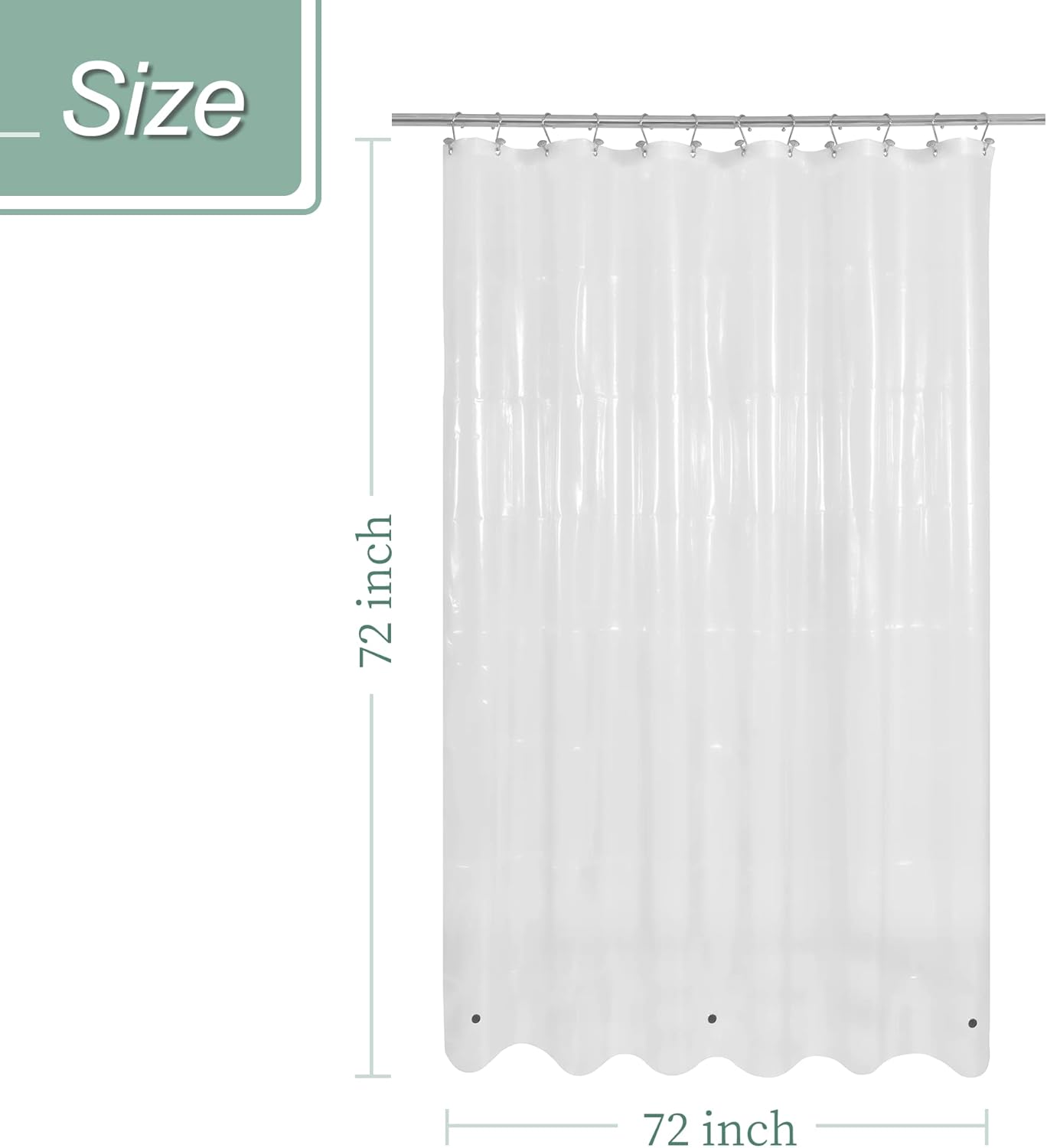 Mrs. Awesome Clear Shower Curtain Liner - 72x72 Premium Waterproof Plastic with 3 Magnets