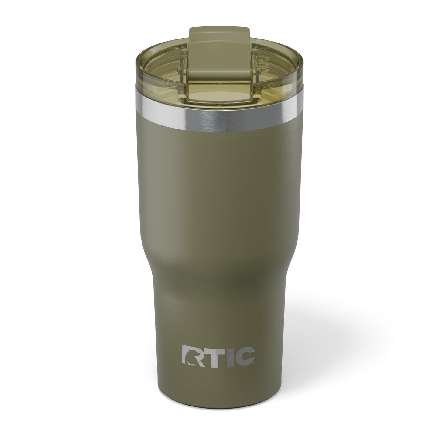 RTIC 20oz Essential Tumbler with Lid, Ceramic Lined, Insulated, Stainless Steel, Metal, Double Wall Vacuum-Insulation, Travel Cup for Iced Coffee, Tea, Hot and Cold Drink, Olive