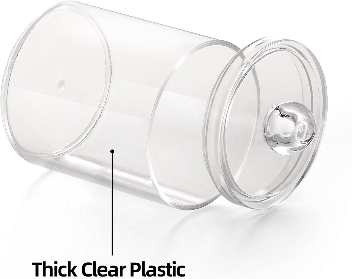 Tbestmax Qtip Holder - Clear Plastic Apothecary Jars for Bathroom Organization | 4 Pack