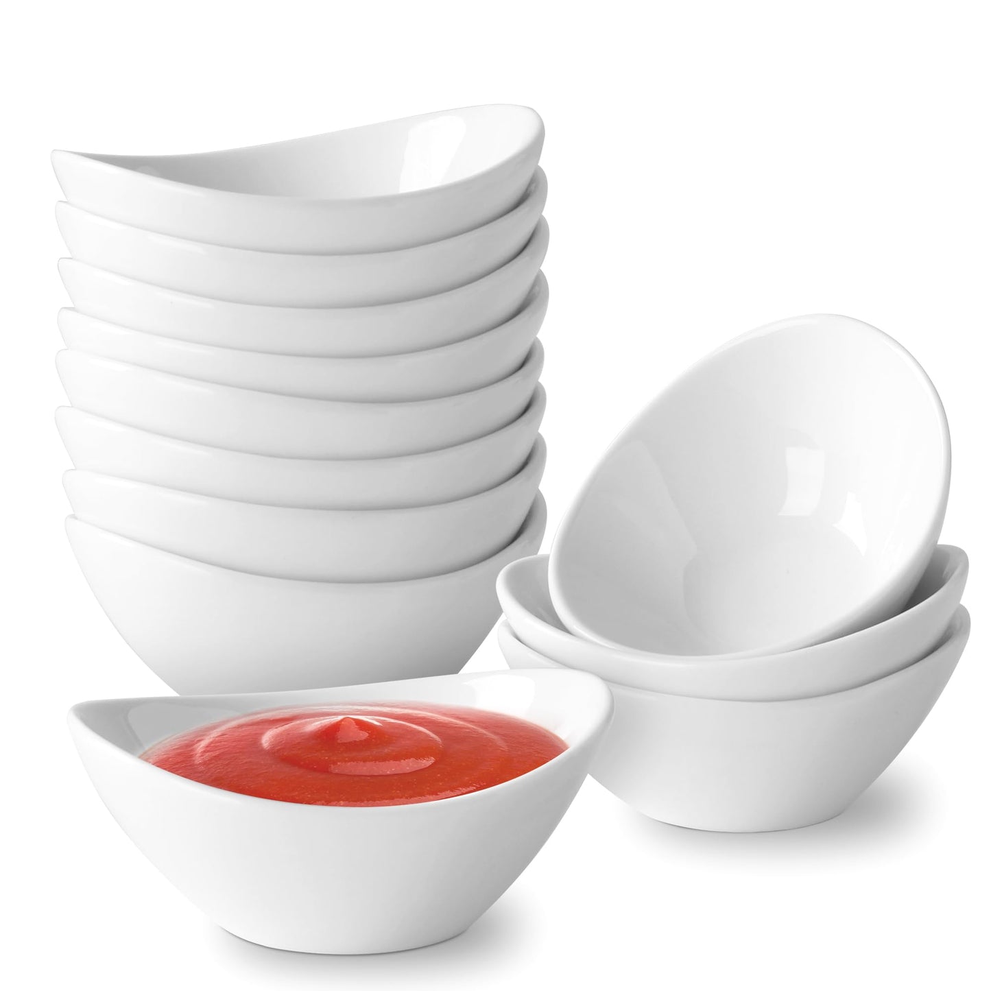 UIBFCWN Ceramic Dipping Bowls, 1.7 Oz Ceramic Soy Sauce Dishes, Porcelain Dipping Sauce Cup Pinch Bowls, Mini Bowl for Side Dishes ketchup Condiment Server Charcuterie BBQ and Party, 50 Pack