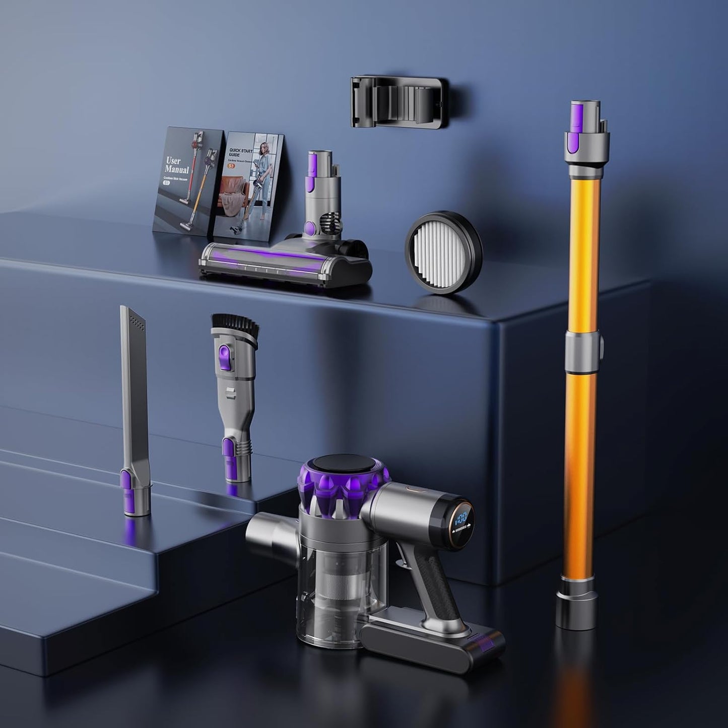 UML0 S3P Cordless Vacuum Cleaner - 45kPa Powerful Suction for Pet Hair | 55-Min Runtime, Self-Standing Design