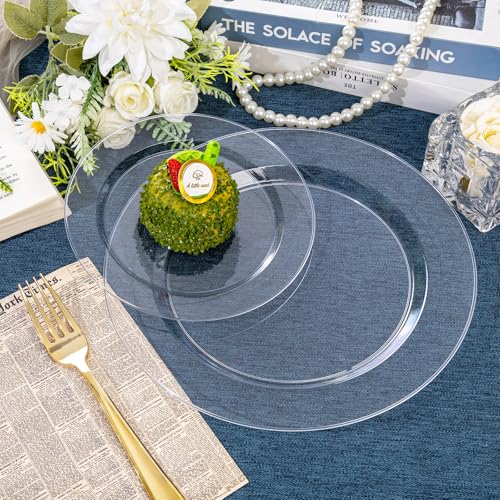 200PCS Clear Disposable Plastic Plates Set for Parties - 10" Dinner & 7" Salad Plates - Bulk Wedding & Event Tableware - Variation of THIS listing