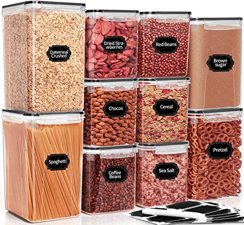 Clear Flour & Sugar Storage Containers Set 10 pcs - Airtight Food Organizer BPA Free