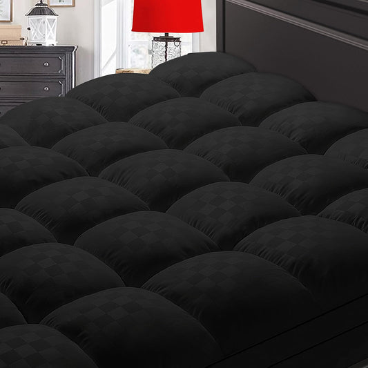 SameBed Mattress Topper Twin,Extra Thick Mattress Pad Cover for Back Pain,Cooling Mattress Protector with 8-21 Inch Deep Pocket,Overfilled Down Alternative Filling,Black