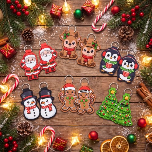 Kenning 24 Pcs Christmas Lip Balm Holder Keychains — Cute Variation Party Favors