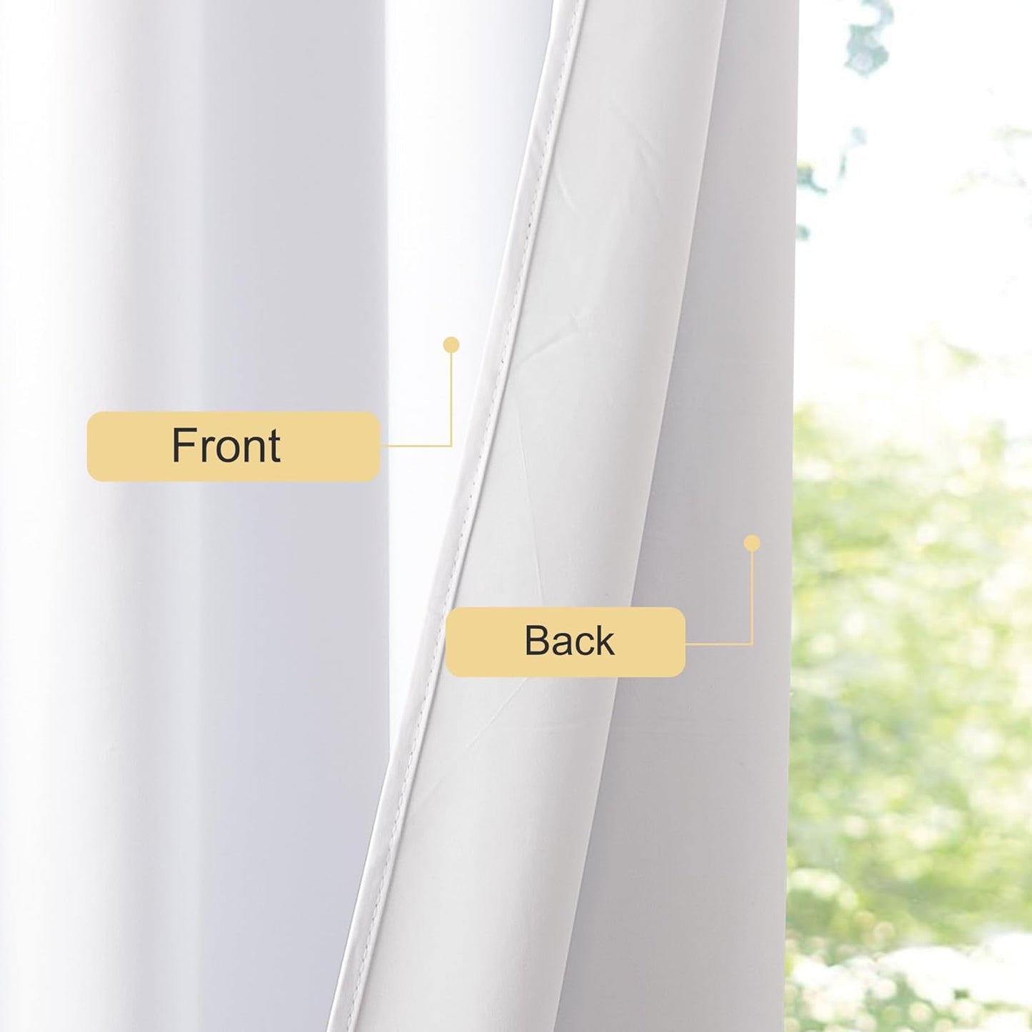 NICETOWN 100% Blackout Window Curtain Panels - Thermal Insulated Drapes, Snow White, 68" Length, Set of 2