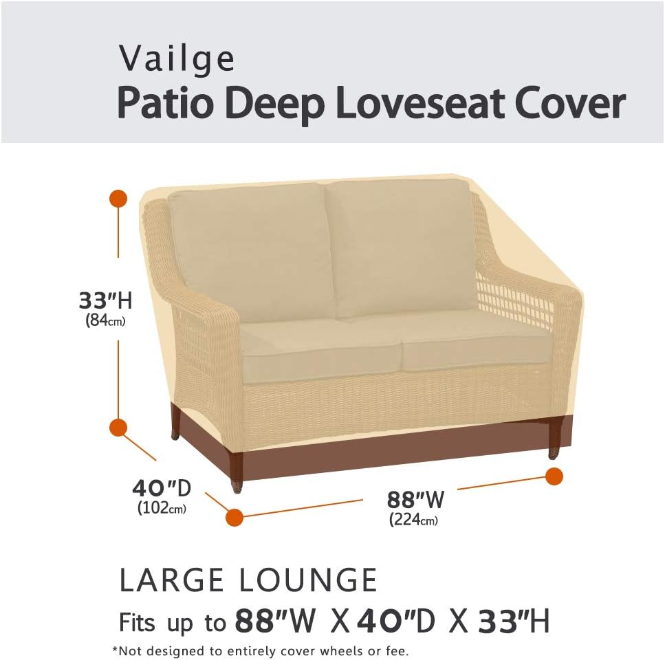VAILGE Heavy Duty Outdoor Sofa Cover - 100% Waterproof & Breathable | Large Deep Size, Beige & Brown