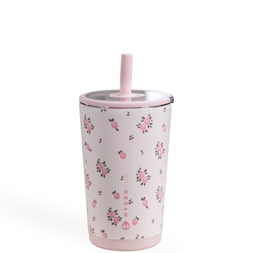 HydroJug Everyday Tumbler 14 oz – Ceramic-Lined Insulated Tumbler with Straw and Soft-Touch Lid, Cup Holder Friendly, Double-Wall Vacuum Insulation, Reusable Travel Cup – Wildrose