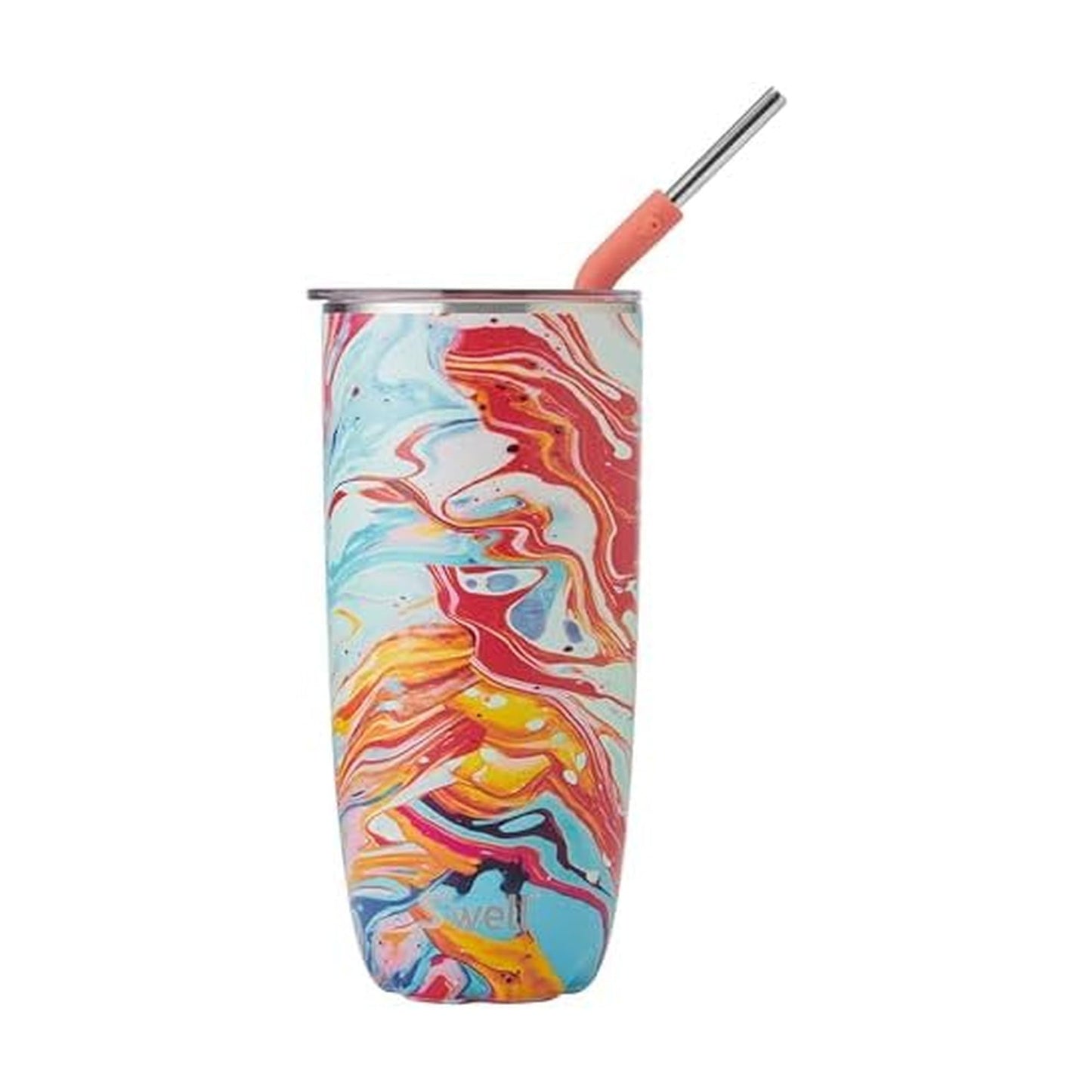S'well Stainless Steel Tumbler with Straw and Slide-Open Lid, 24oz, Marble Swirl, Triple Layered Vacuum Insulated Containers Keeps Drinks Cold for 18 Hours and Hot for 5, BPA Free