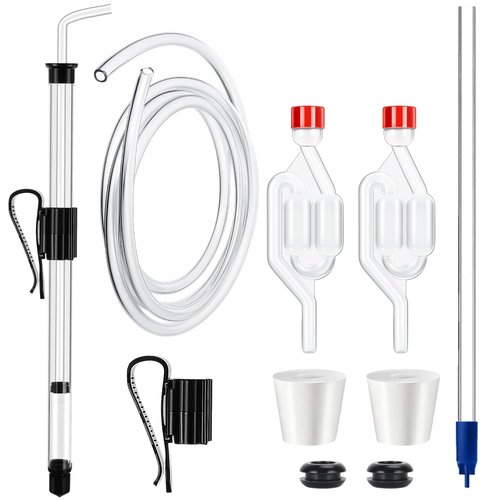 Dbgogo 14” Auto Siphon Homebrew -3/8” Racking Cane, Wine Siphon Pump with 5.5FT Tubing & Clamp, Bottling Wand, Airlock for Fermenting with Stoppers & Grommets, Siphoning Kit for Wine Making Homebrew
