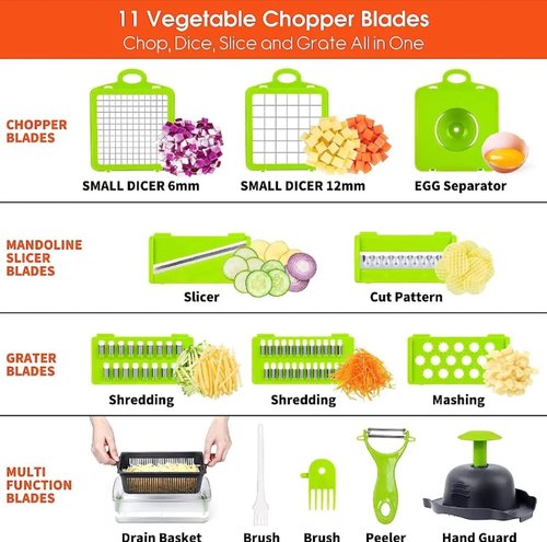 AIGLE Nova Pro Series 16-in-1 Vegetable Chopper - Versatile Onion, Cucumber & Fruit Slicer with Container