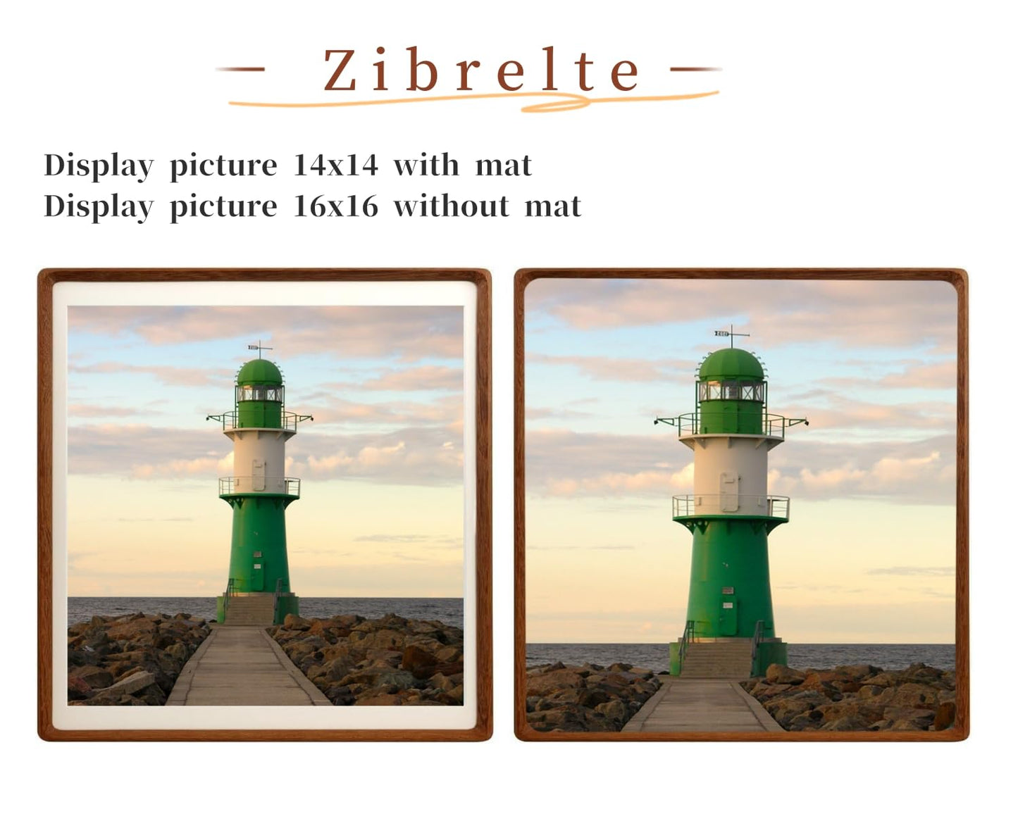 Zibrelte Natural 16x16 Picture Frame Wood with 14x14 Mat,Square Wall Photo Frames 16x16 Made of Solid Walnut Wood for Tabletop Gallery Wall Hanging