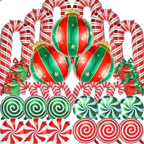 Festive Christmas Balloons Bundle - Red & Green Foil & Mylar Decor Set