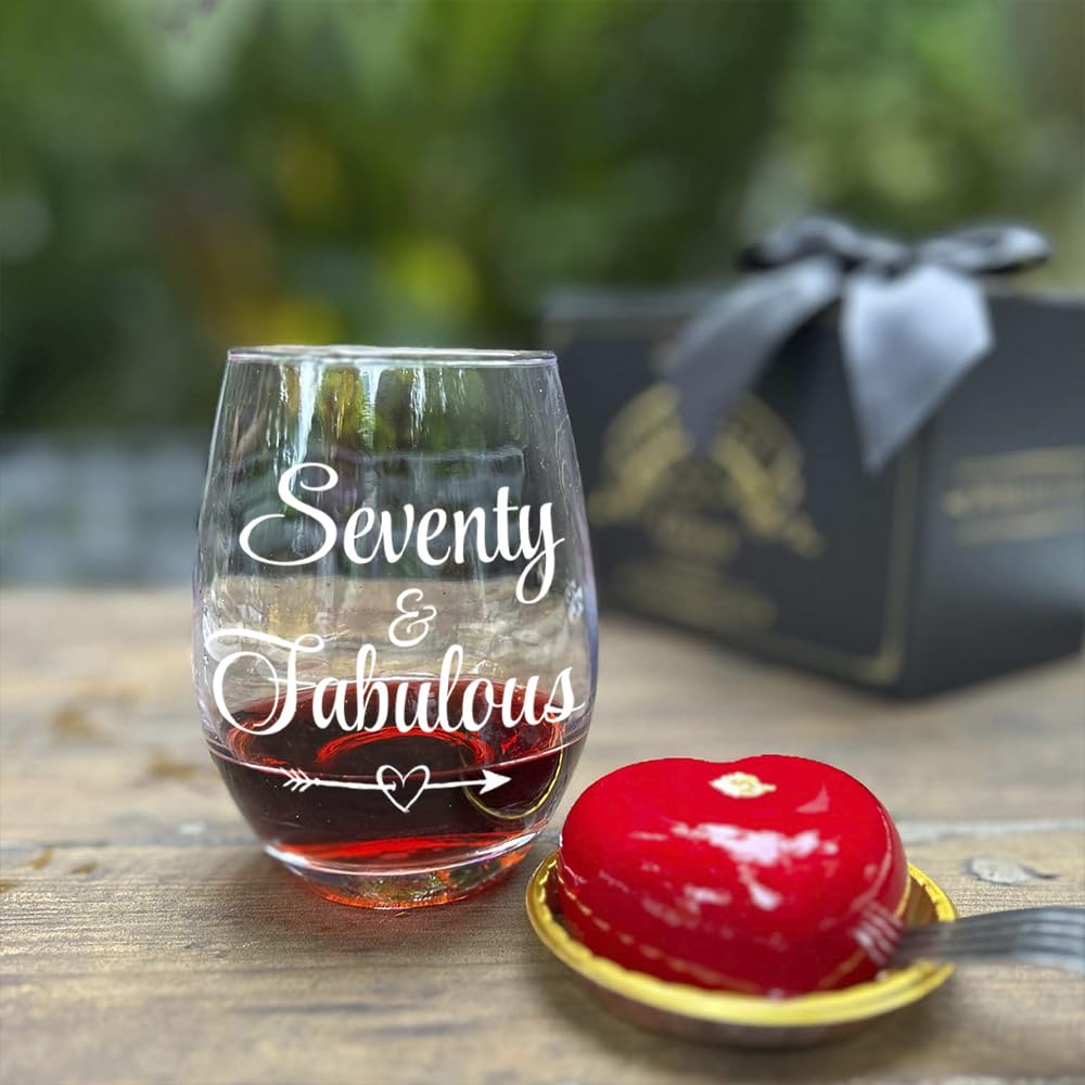 70th Birthday Gifts for Women Her - Seventy Fabulous Wine Glass Turning 70 Year Old Gift, Unique Happy 70th Birthday Gifts for Her, Mom, Wife, Friends, Sister, Female, Coworker, Grandma, Aunt