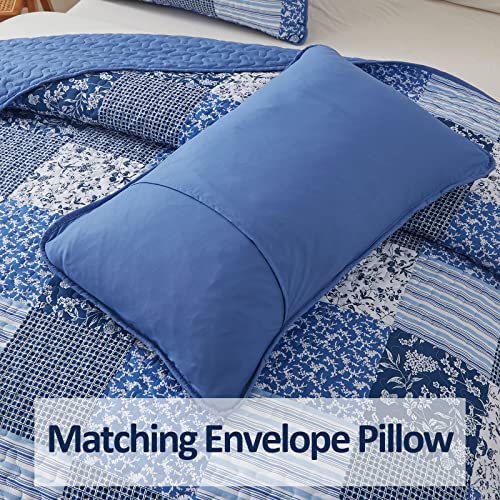 Mybedsoul King Size Boho Patchwork Floral Bedding Set - Blue