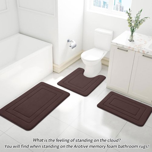 Arotive Memory Foam Bathroom Rug Mat 70x24, Ultra Soft and Absorbent Bath Mat, Machine Wash Dry, Comfortable Bath Rug Carpet for Bathroom Floor, Tub and Shower, Brown