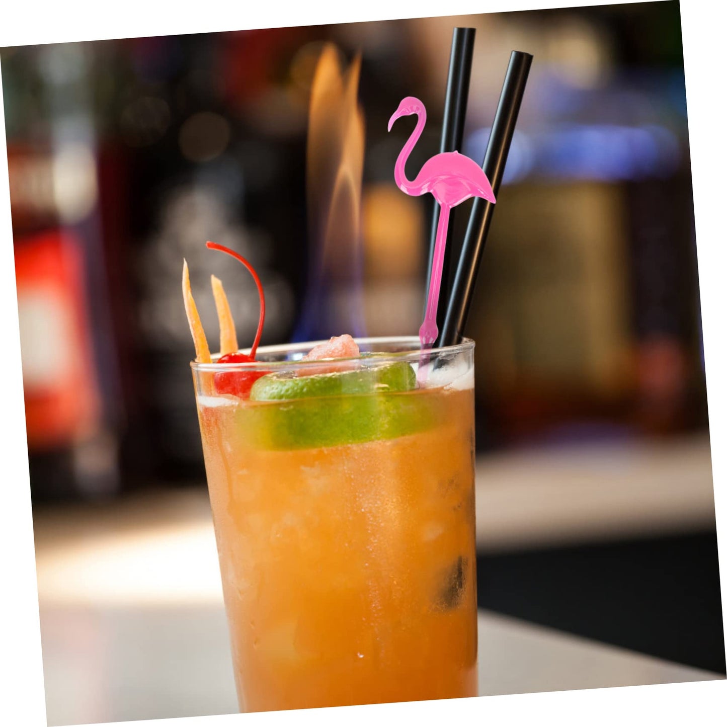 SHOWERORO Flamingo Stirring Rods 12 Pcs Plastic Cocktail Swizzle Sticks 8.5 Inch Beverage Mixers for Parties Bars Home Entertaining