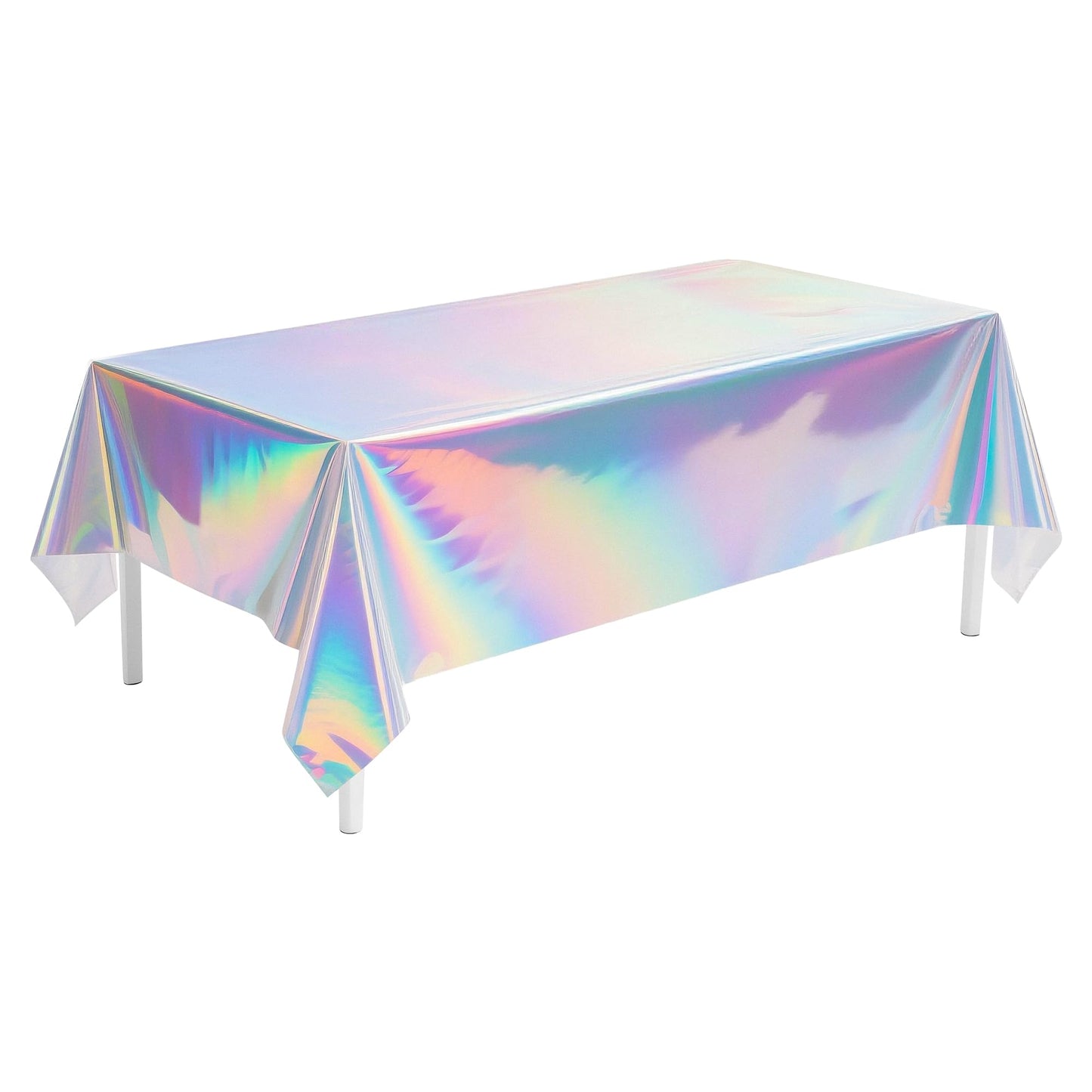 1 Pack Iridescent Tablecloth, 54" x 108" Birthday Party Table Cloths Iridescence Plastic Disposable Table Covers Iridescent Party Decorations, Birthday Decor Tablecloth for Buffet Table