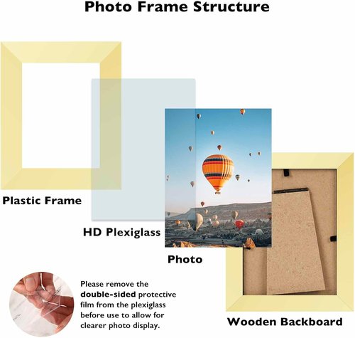 JCJMY 3x4 Picture Frame - Gold Wall Hanging & Tabletop Display | Shatter-Resistant Plexiglass