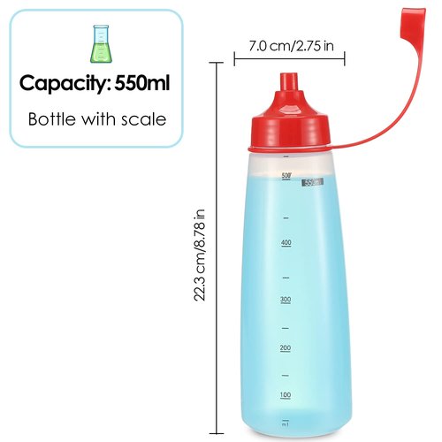 Condiment Squeeze Bottle for Sauces Wide Mouth, Plastic Squeeze Bottles for Condiments, Paint, Ketchup, Mustard, Oil, Resin, Baking, Cake Decorating, Cleaning, BPA Free-Food Grade (19 oz., 2, Count)