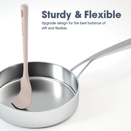 ChefAide Silicone Spatula Set - 5 Pieces, Ergonomic Grip, Heat Resistant Up to 600°F, Food Grade Rubber