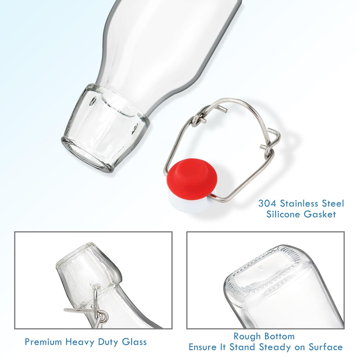 YEBODA 4oz Swing Top Glass Bottles,Small Flip Top Glass bottles with airtight Caps for Home Brewing,Kombucha,2nd Fermentation,Kefir,Beverages,Soda,Oils,Vinegar,Limoncello,Vanilla extract 12 Pack