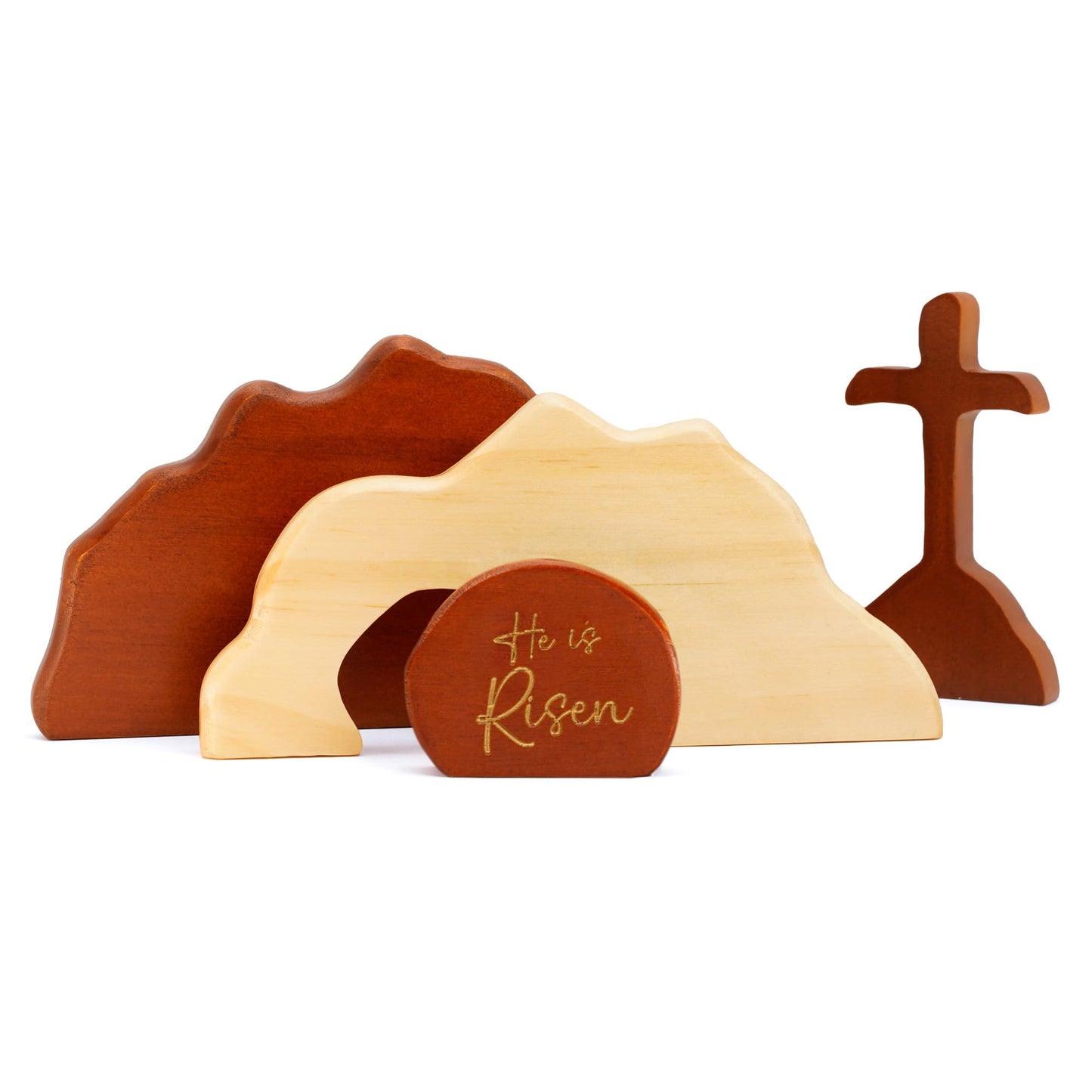 Empty Tomb Scene Spring Easter Decorations, He is Risen Natural Wood Easter Decor, Christian Resurrection Scene, Religious Easter Decorations for Home, Church, Office, He is Risen Table Decor Gifts