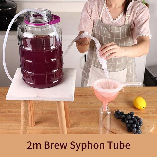 Brew Syphon Tube, 2m Home Brew Beer Siphon Filter, Syphon Pump Manual Soft Pipe Hose Wine Beer Brewing Making Equipment Reused (78.74in)