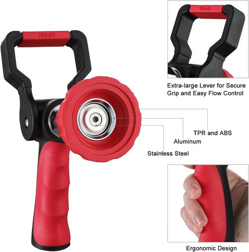 FANHAO Heavy Duty Metal Garden Hose Nozzle - Adjustable High Pressure Spray with Ergonomic Grip