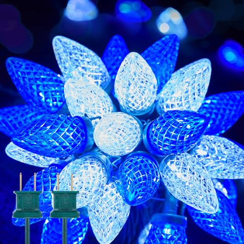Brightown 2 Pack Blue and White C9 LED Christmas String Lights - 33ft