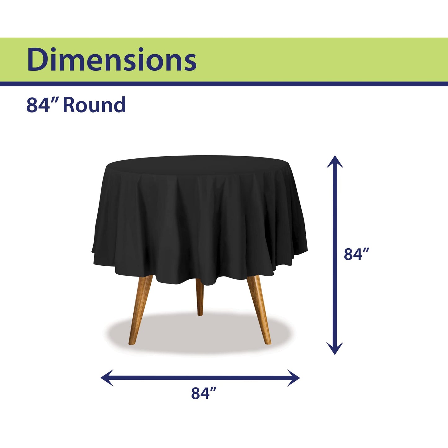 Party Dimensions Black Disposable Plastic Tablecloth for Round Tables (12 Pack) 84 inches Table Cloths for Parties, Events & Weddings, Indoors & Outdoors, Plastic Table Cover