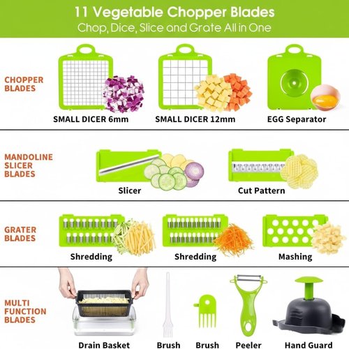 14-in-1 Vegetable Chopper by [Brand Name] - Versatile Food Dicer & Mandoline Slicer for Quick Meal Prep