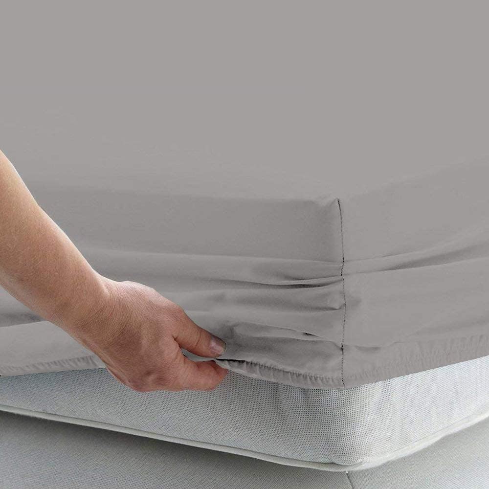 Flex Top King Fitted Sheets for Sleep Number Bed - Half Split King Fitted Sheet, 34" Split, Fits Up to 15" Deep Mattress - Light Grey