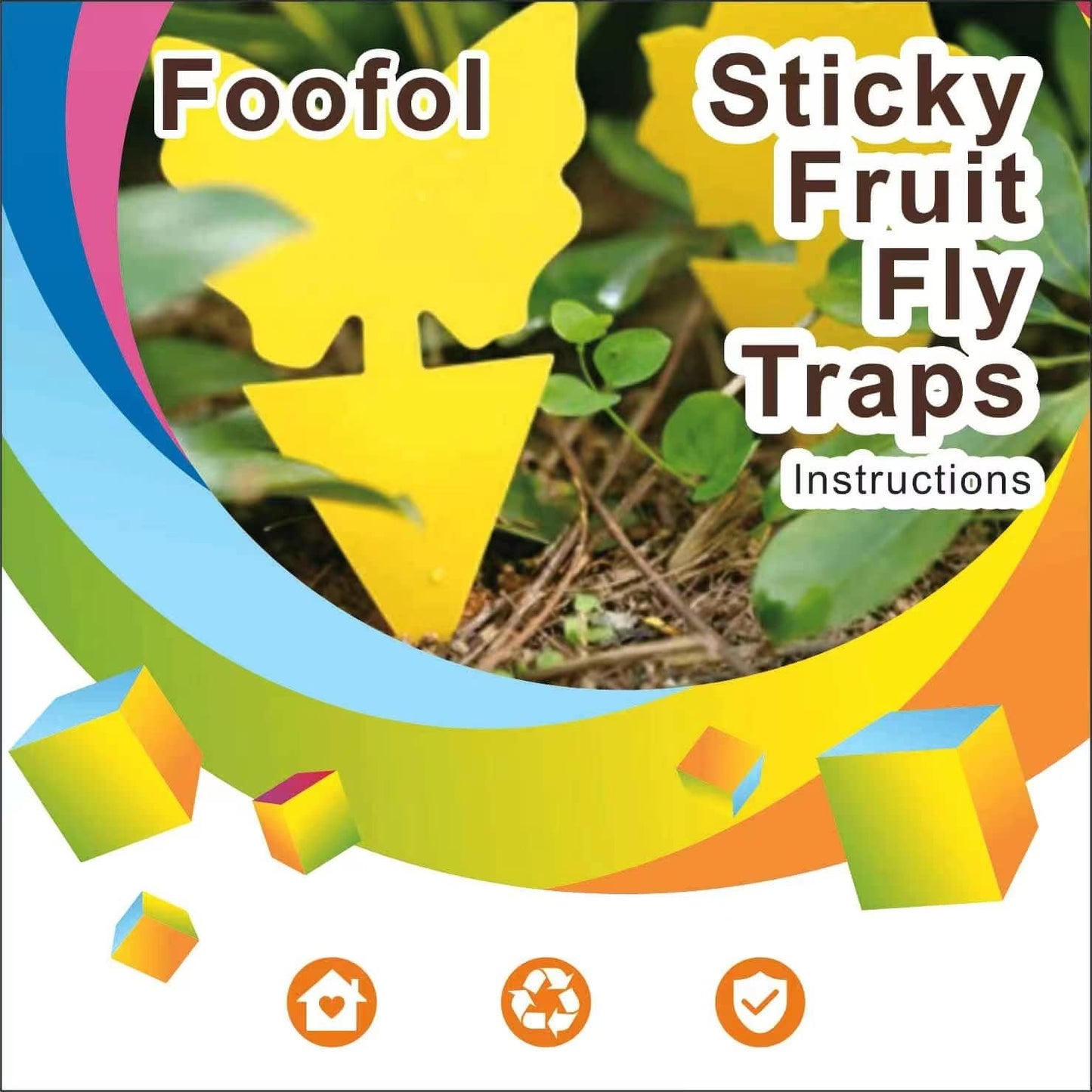 Skiennix Fruit Fly Traps - Odorless Yellow Sticky Bug Traps for Indoor & Outdoor Use | 36 Pack