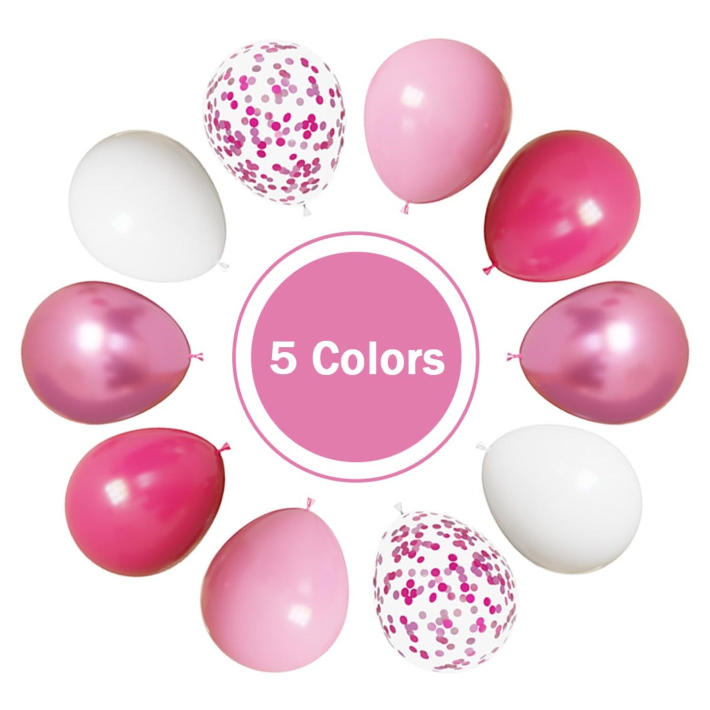 Pink and White Balloons Kit, 50pcs 12 Inch Light Pink Latex Balloon Pink Confetti Balloons for Birthday Wedding Baby Shower Party Decorations