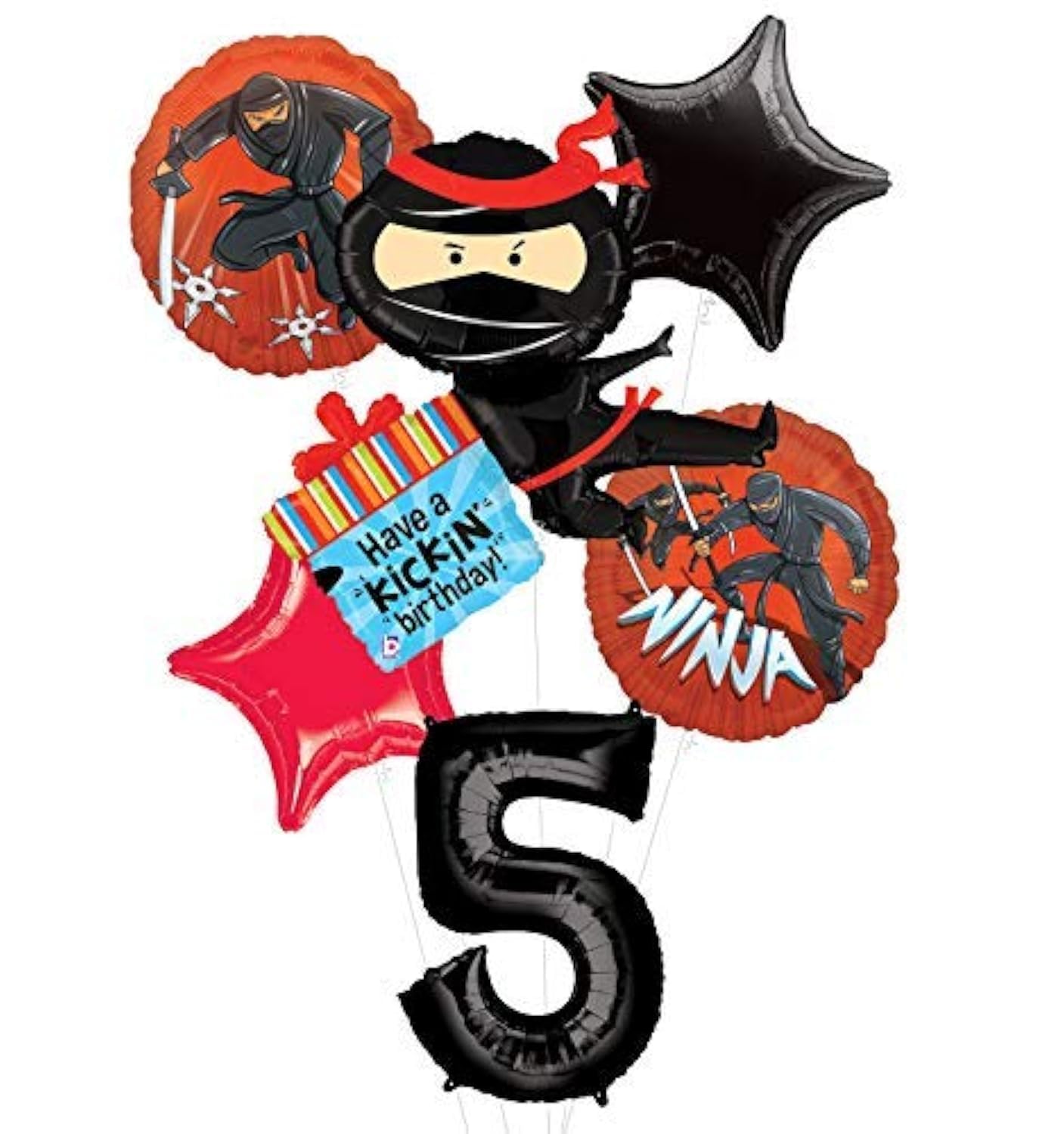 Ninja Birthday Party Supplies Have A Happy Kickin 5th Birthday Balloon Bouquet Decorations