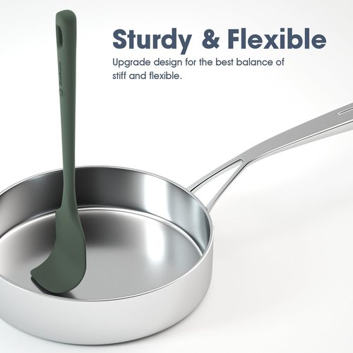ChefAide Silicone Spatula Set - 5 Pieces, Ergonomic Grip, Heat Resistant Up to 600°F for Nonstick Cookware
