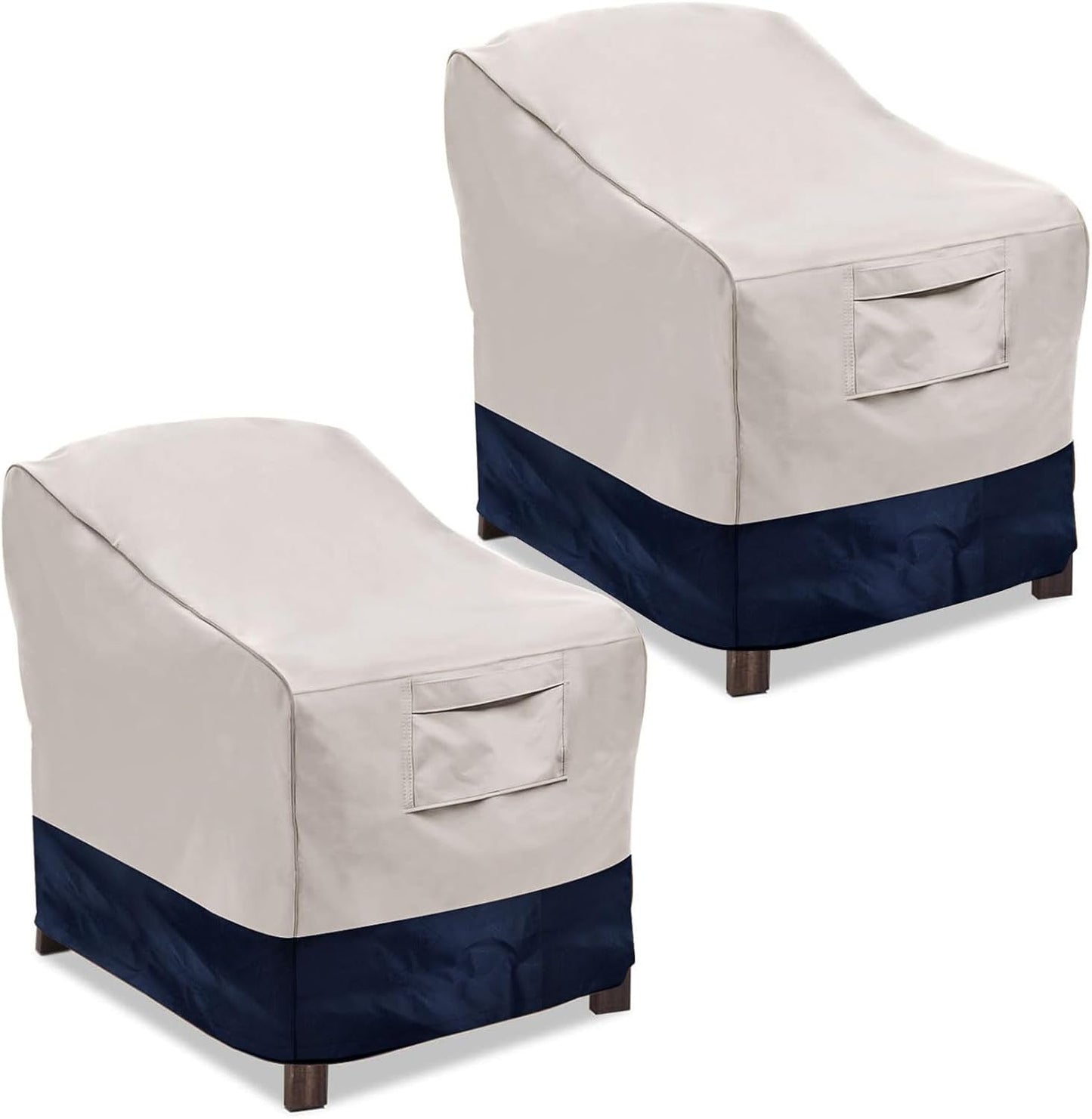 Vailge Patio Chair Covers - Heavy-Duty Waterproof Lounge Deep Seat Protection | Beige & Blue, 2 Pack - Large