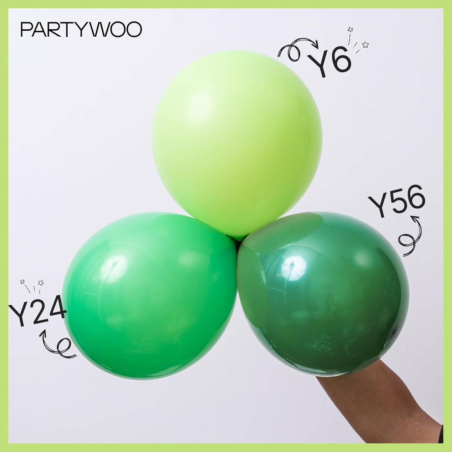 PartyWoo Lime Green Balloons - 120-Piece Latex Balloon Arch Kit for Weddings & Birthdays | Various Sizes