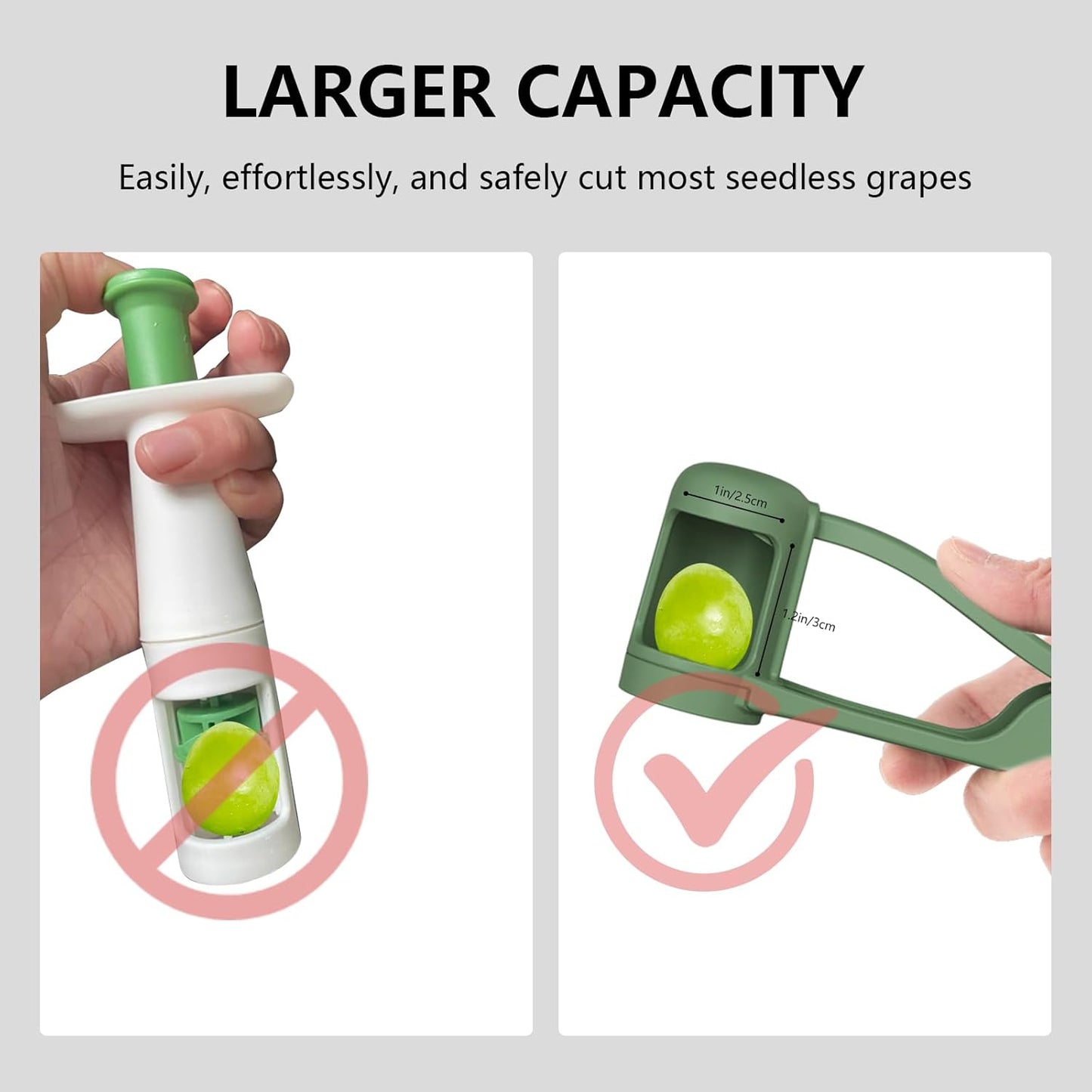 Luvan Grape Cutter for Toddlers 1-3 | Stainless Steel Slicer for Fruits & Vegetables - Green