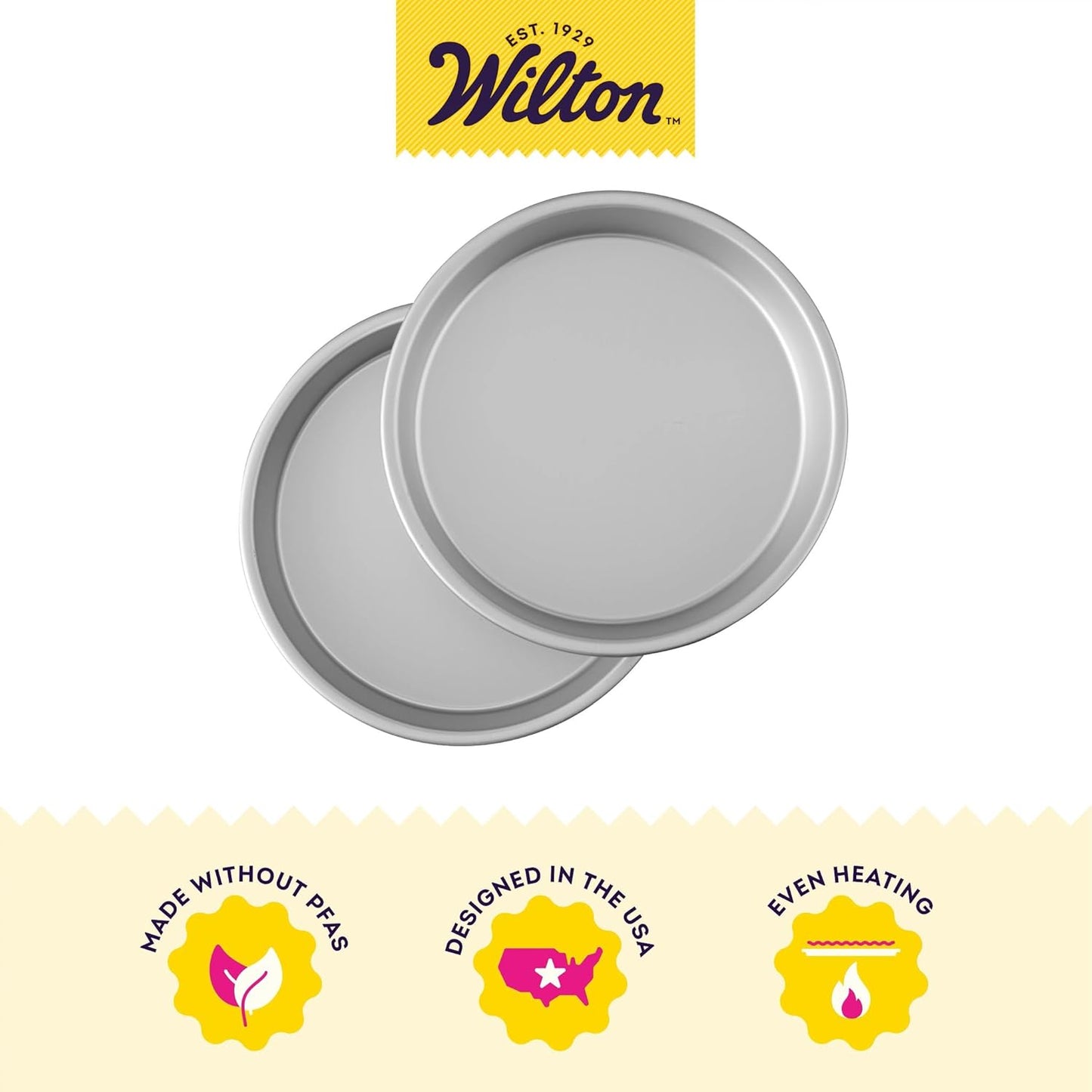 Wilton Round Cake Baking Pan Set - 9 x 2 Inch Aluminum Bakeware for Even Heating & Tiered Cakes