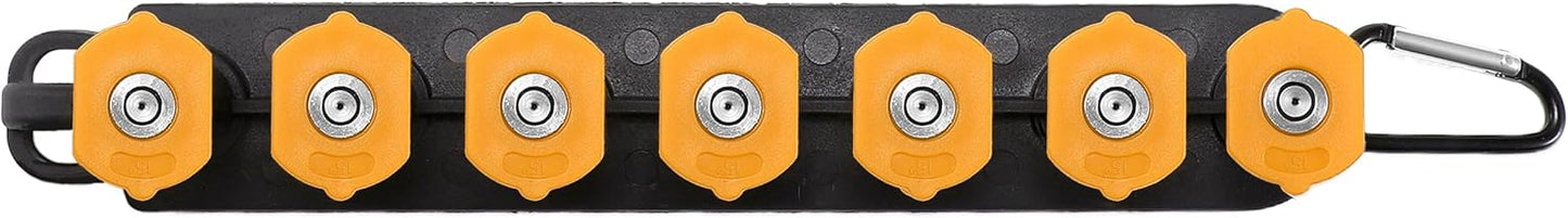 Tool Daily 15 Degree Yellow Pressure Washer Nozzle Tips - 7 Pack with Nozzle Holder | 1/4 Inch Quick Connect, 4000 PSI
