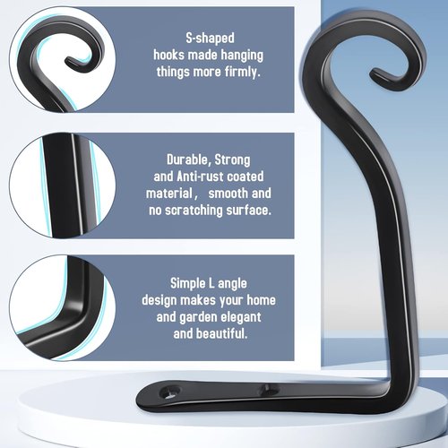 FEED GARDEN Hanging Plant Bracket - 6 Inch Hand-Forged Plant Hangers for Outdoor Use | 2 Pack