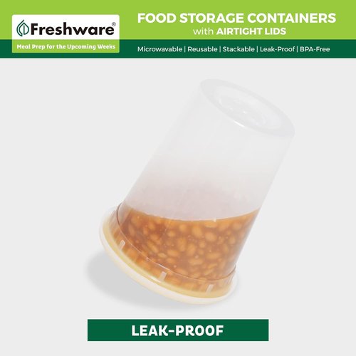 Freshware Food Storage Containers - 32 oz Plastic Deli Containers with Lids | BPA Free, Stackable & Leakproof
