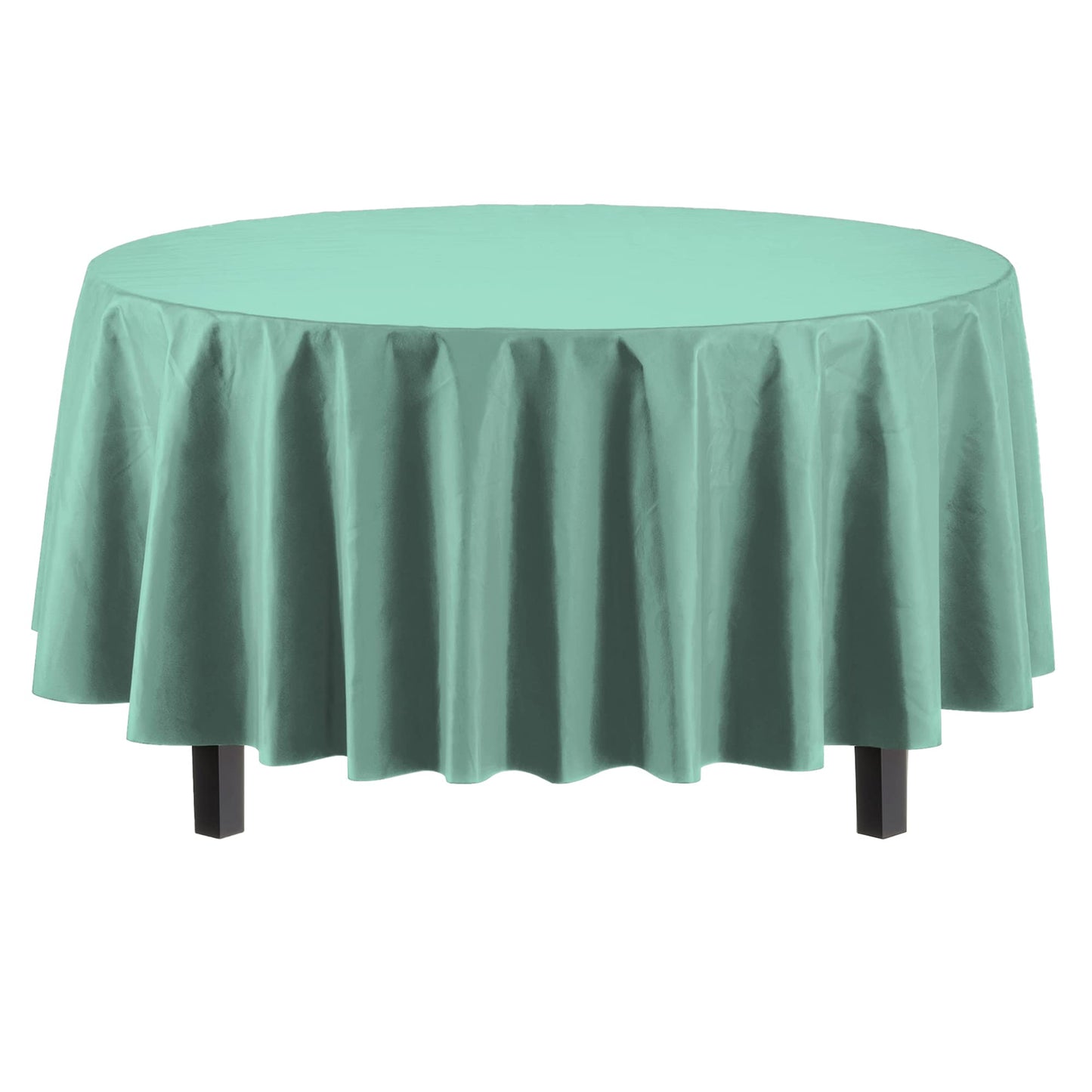 Exquisite Party Solids 6-Pack Premium Plastic Tablecloth 84in. Round Plastic Table Cover - Mint