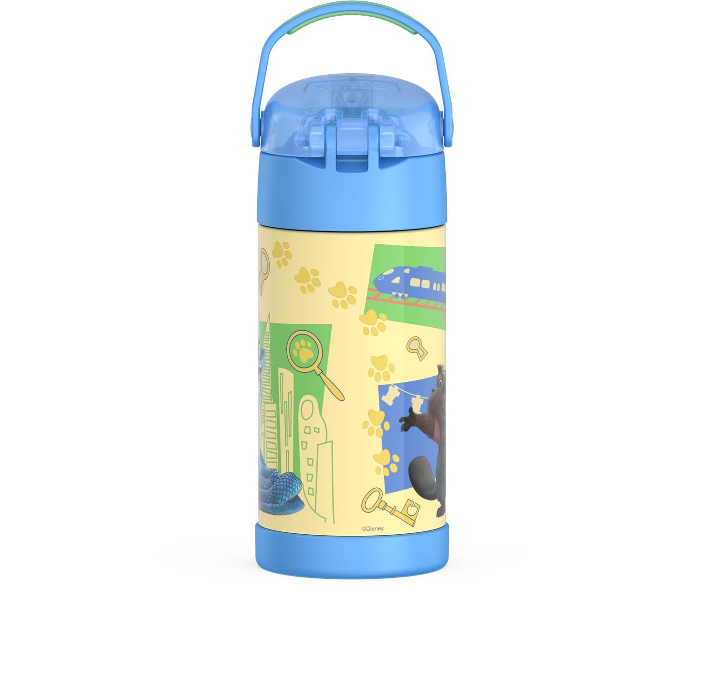 THERMOS FUNTAINER Water Bottle with Straw - 12 Ounce - Kids Stainless Steel Vacuum Insulated Water Bottle with Lid, Zootopia 2