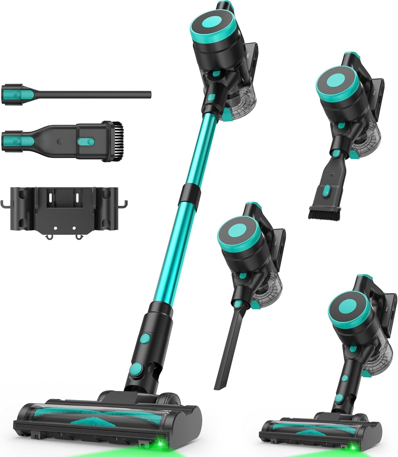 Zefiro 350W Cordless Vacuum Cleaner - 45 Minutes Runtime, Lightweight Design, 1.5L Dust Cup | Ideal for Hardwood Floors & Pet Hair (Green)
