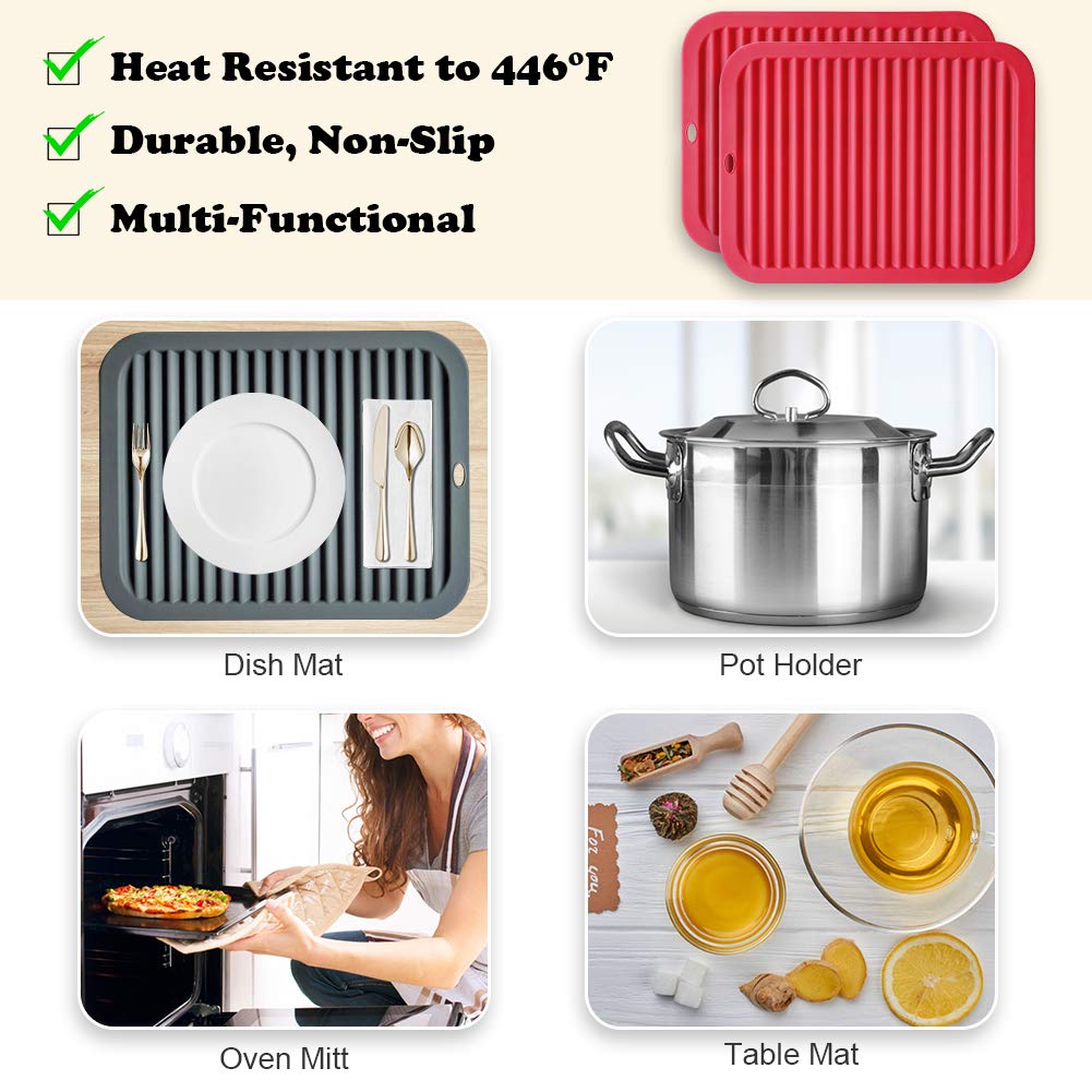 Walfos Silicone Trivets for Hot Pots and Pans - Heat Resistant Hot Pads for Kitchen Counter- Multi-Purpose & Versatile Trivet Mat - Long-Lasting & Flexible Silicone Hot Pad