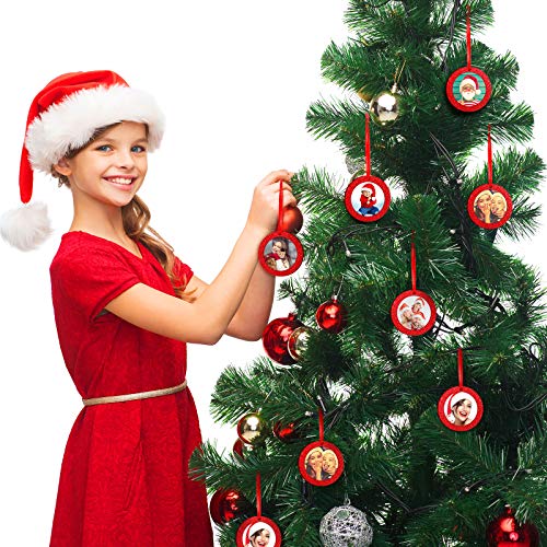 Christmas Photo Frame Ornaments - Set of 20 Glitter Felt Holiday Decorations